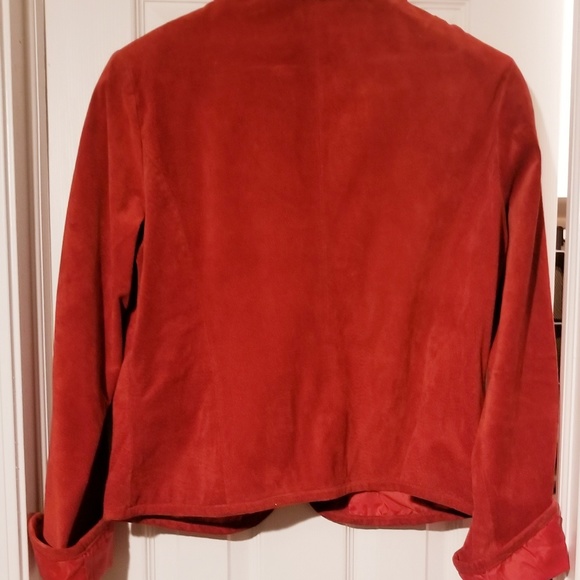 CHADWICKS Red Suede Front Zip Jacket w/pockets - Picture 3 of 5